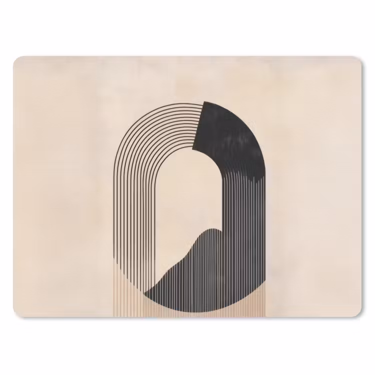 Grafisch gebogen motief - Beige muismat rubber klein -3d
