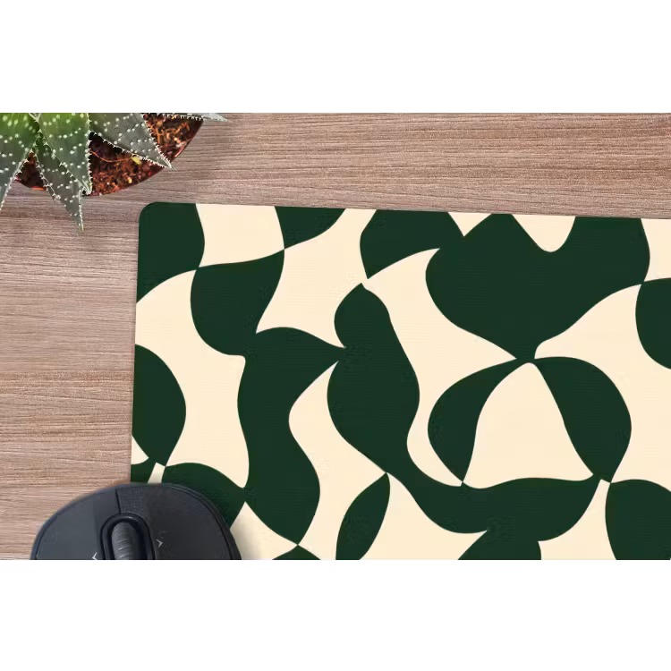 Groen - Organische vlakken - Crème muismat rubber klein 262 -closeup