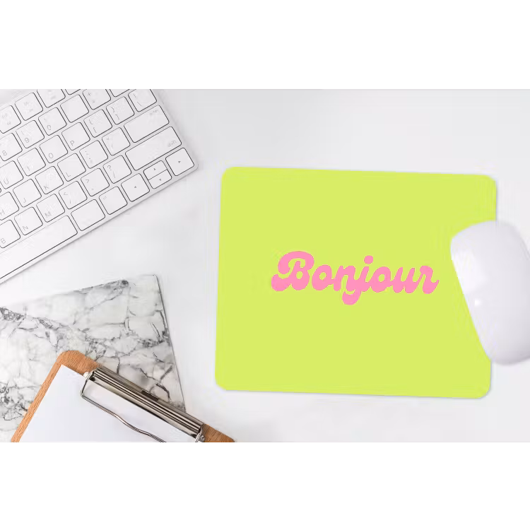 Groen - Roze bonjour - Retro muismat rubber klein -witbureau