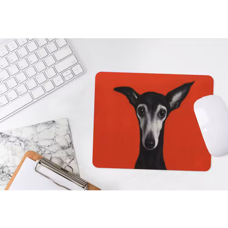 Windhond - Minimalistisch - Rood muismat rubber klein -witbureau