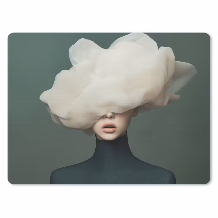 Hoed - Vrouw - Beige muismat rubber klein -3d