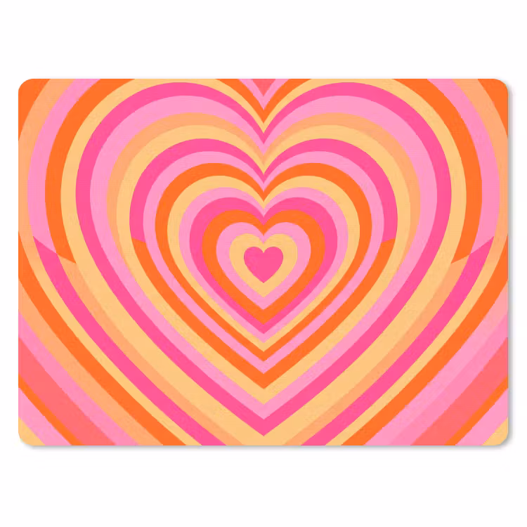 Hart - Concentrisch - Abstract - Liefde - Kleurrijk muismat rubber klein -3d