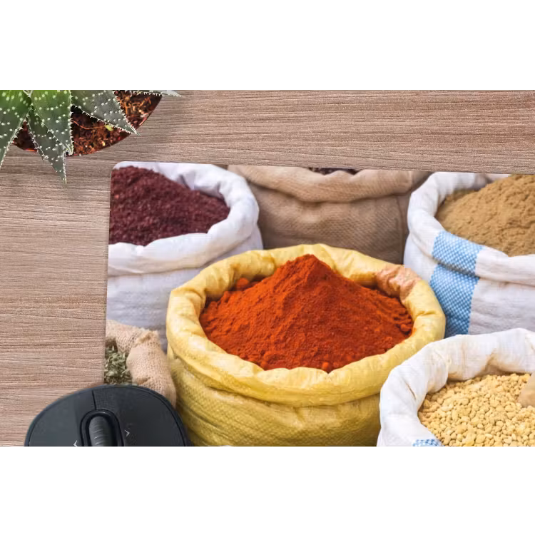 Mouse Pad - Herbs - Bags - Market - Kruiden - Zakken - Markt muismat rubber klein
