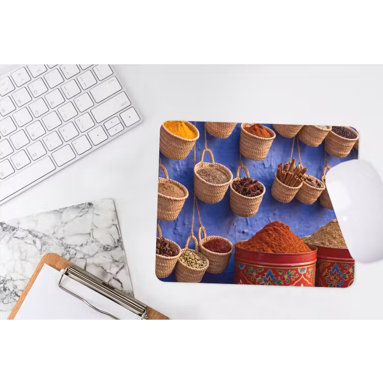 Mouse Pad - Herbs - Baskets - Market - Kruiden - Manden - Markt muismat rubber klein
