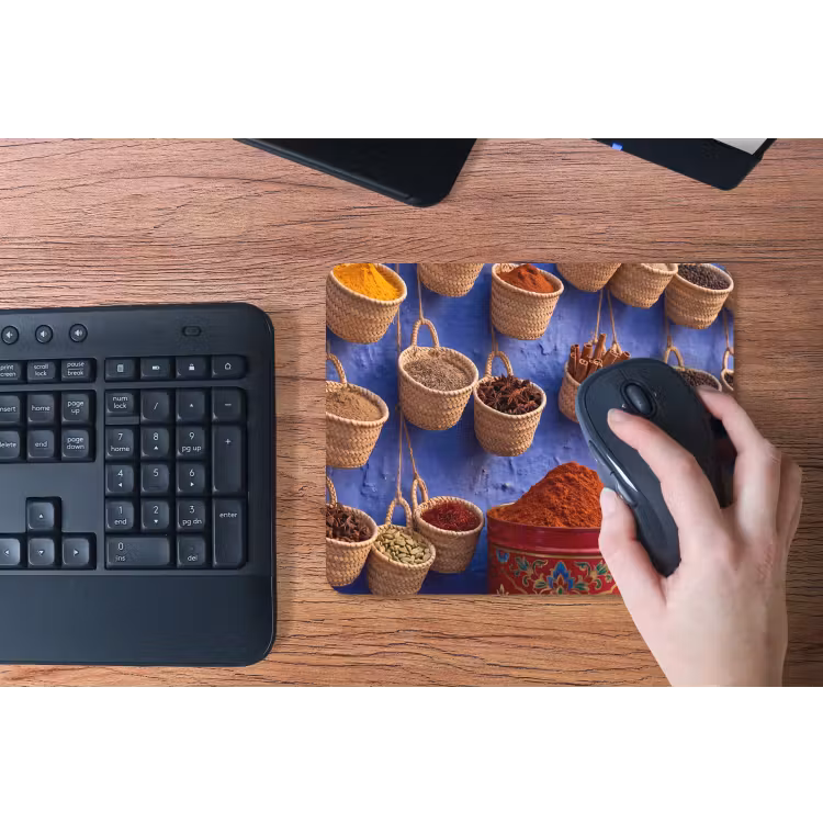 Mouse Pad - Herbs - Baskets - Market - Kruiden - Manden - Markt muismat rubber klein