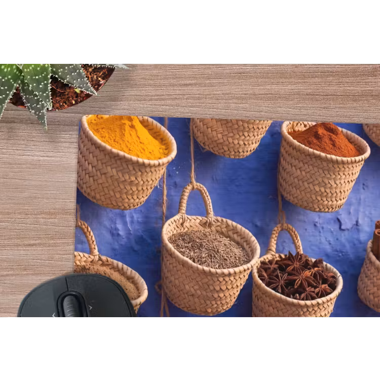 Mouse Pad - Herbs - Baskets - Market - Kruiden - Manden - Markt muismat rubber klein