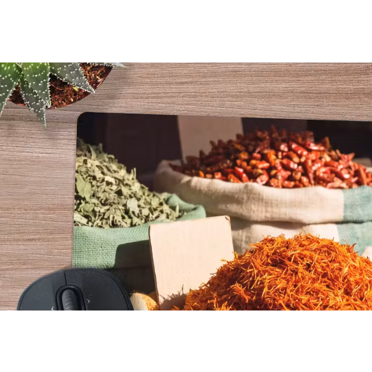 Mouse Pad - Herbs - Market - Colorful - Kruiden - Markt - Kleurrijk muismat rubber klein