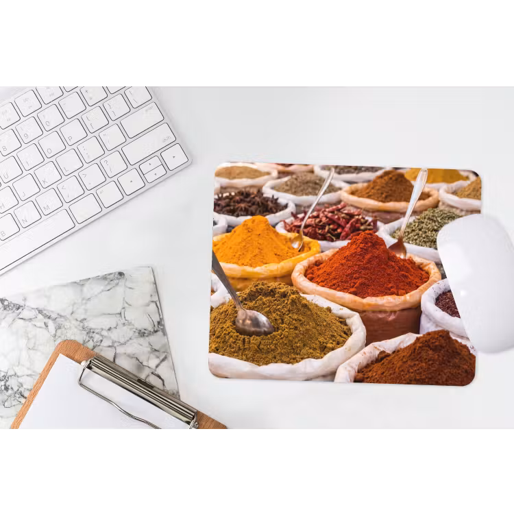 Mouse Pad - Herbs - Market - Food - Kruiden - Markt - Eten muismat rubber klein