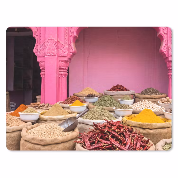 Mouse Pad - Herbs - Market - Pink - Kruiden - Markt - Roze muismat rubber klein
