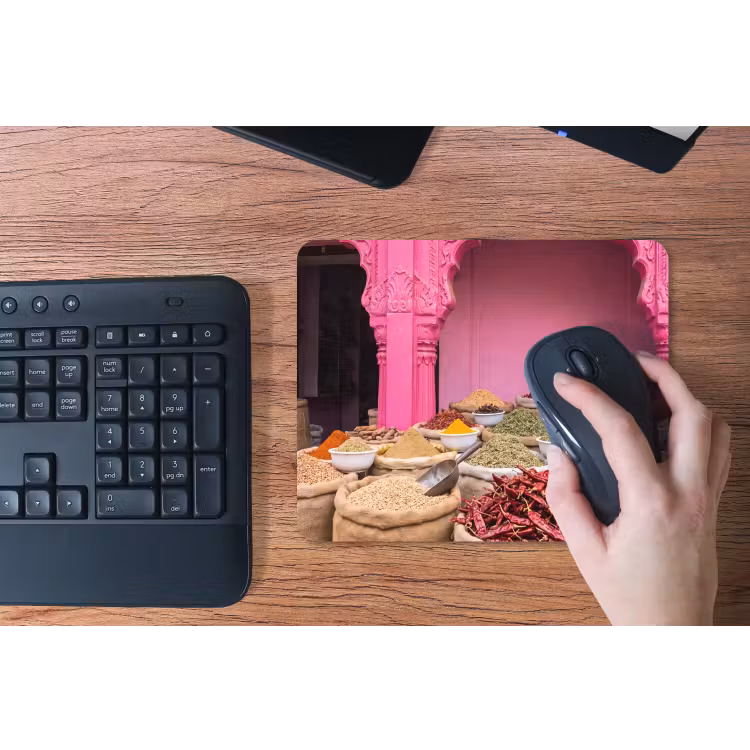 Mouse Pad - Herbs - Market - Pink - Kruiden - Markt - Roze muismat rubber klein