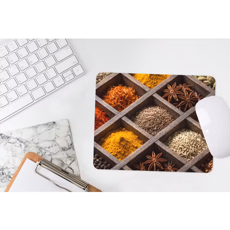 Mouse Pad - Herbs - Wood - Food - Kruiden - Houten - Eten muismat rubber klein