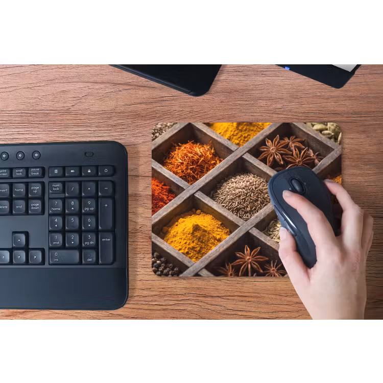 Mouse Pad - Herbs - Wood - Food - Kruiden - Houten - Eten muismat rubber klein