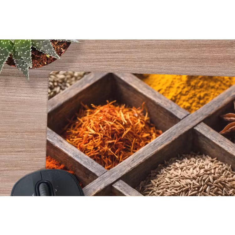 Mouse Pad - Herbs - Wood - Food - Kruiden - Houten - Eten muismat rubber klein
