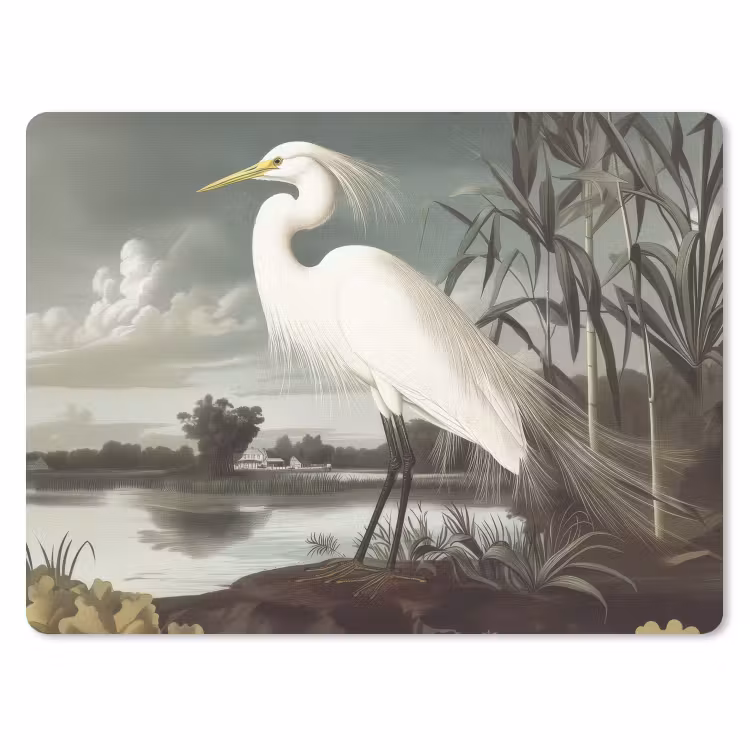 Reiger - Planten - Wolken - Wit muismat rubber klein -3d