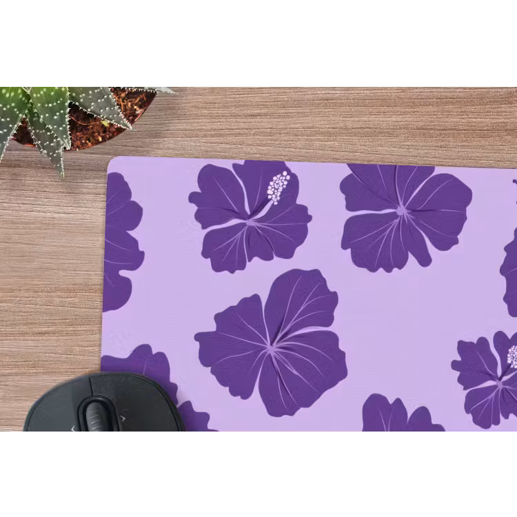 Hibiscus - Bloemen - Paars muismat rubber klein 262 -closeup