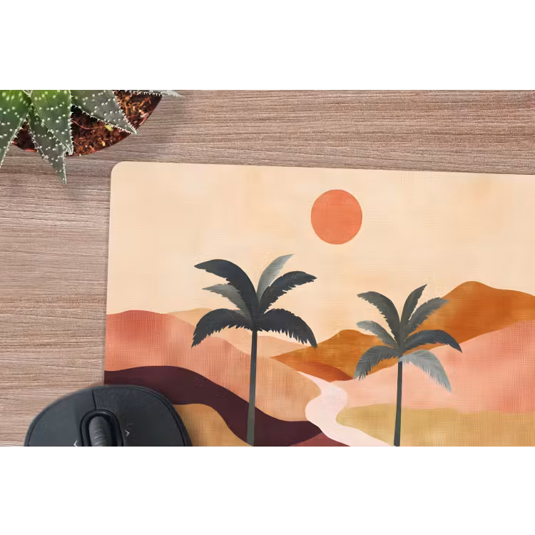 Heuvels - Palmbomen - Abstract muismat rubber klein -closeup