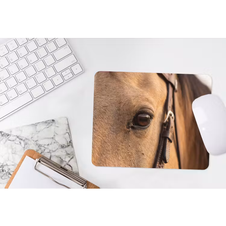 Paard - Oog - Bruin muismat rubber klein -witbureau