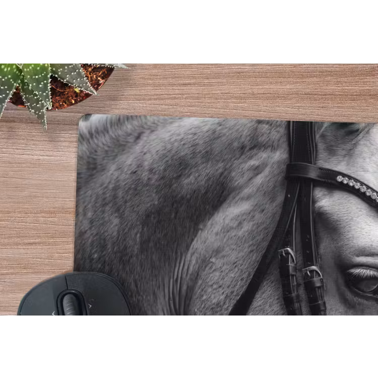 Paard - Schimmel - Portret muismat rubber klein -closeup