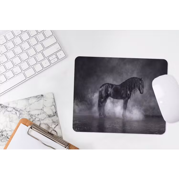 Paard - Magisch - Zwart muismat rubber klein -witbureau