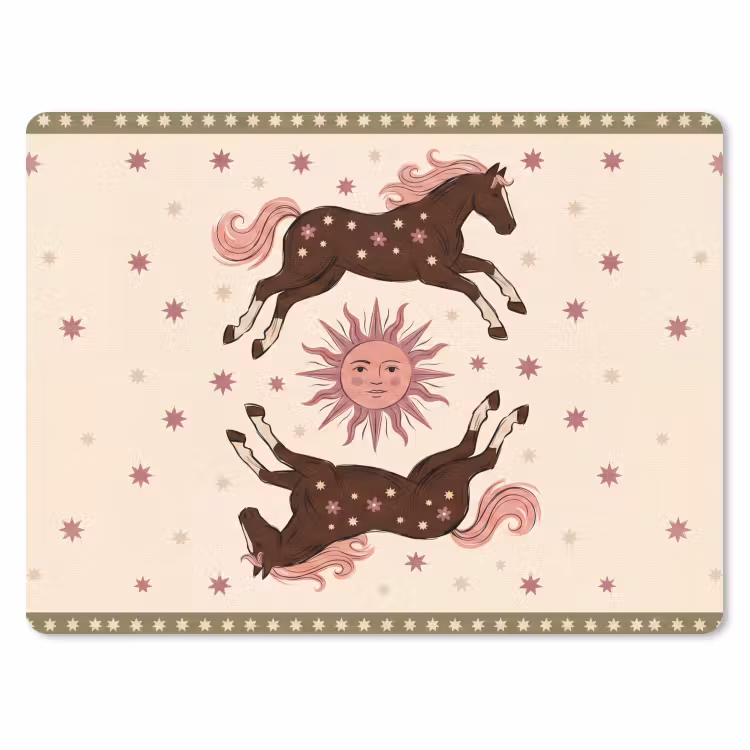 Paard - Zon - Mystiek - Illustratie - Roze muismat rubber klein -3d
