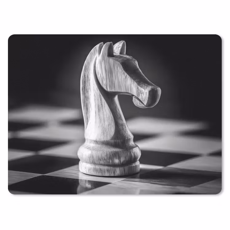 Paard - Hout - Schaalbord - Zwart muismat rubber klein -3d