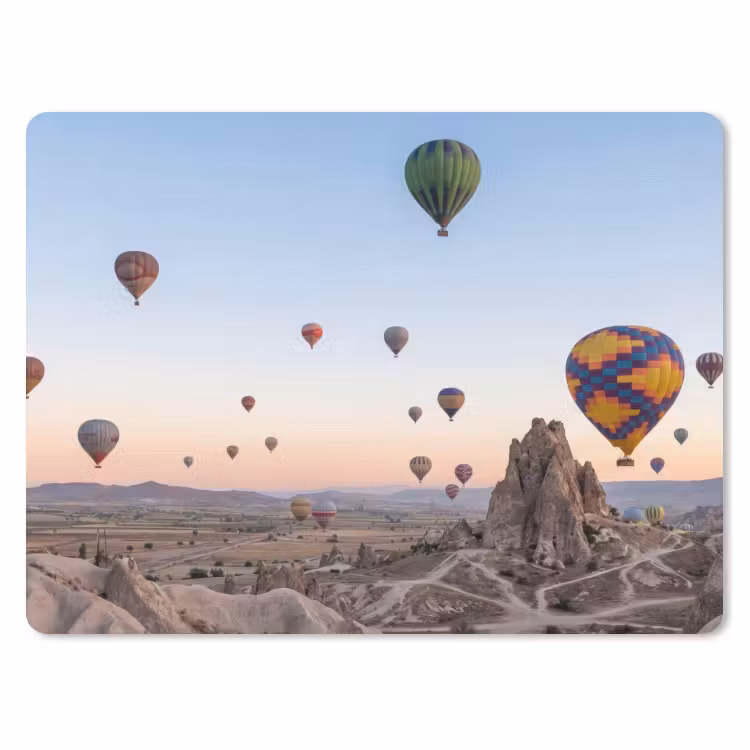 Luchtballonnen - Rotsen - Zonsopgang muismat rubber klein -3d