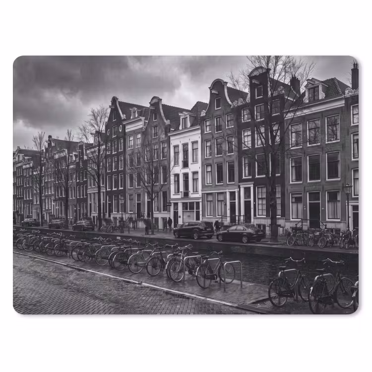 Huis - Gracht - Amsterdam - Architectuur - Zwart-wit muismat rubber klein -3d