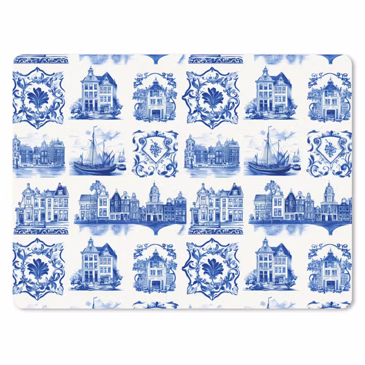 Huizen - Schepen - Blauw muismat rubber klein 262 -3d