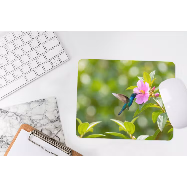 Kolibrie - Bloem - Natuur - Groen muismat rubber klein -witbureau