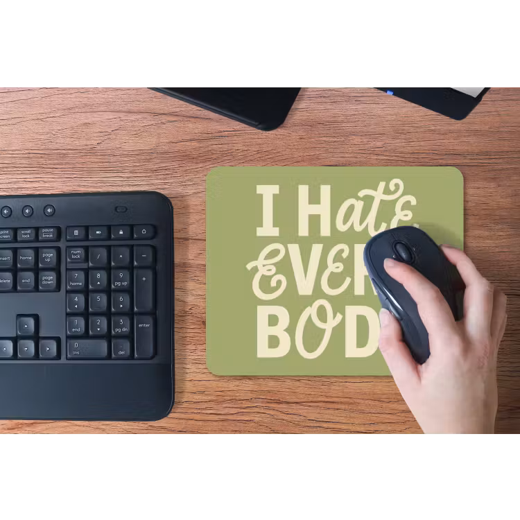 I hate everybody - Groen - Retro muismat rubber klein -toetsenbord