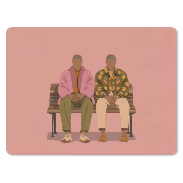 Illustratie - Bankje - Personen - Minimalistisch muismat rubber klein -3d