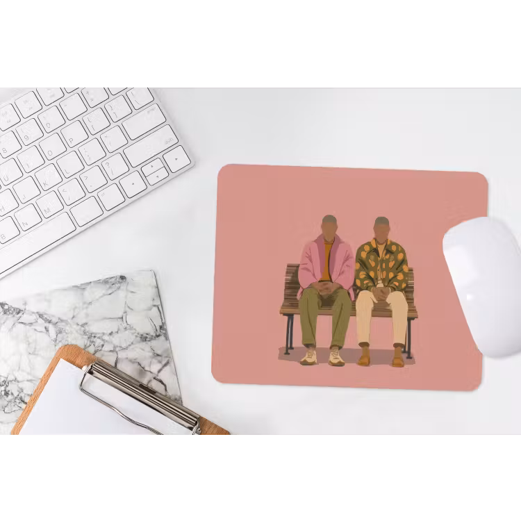 Illustratie - Bankje - Personen - Minimalistisch muismat rubber klein -witbureau