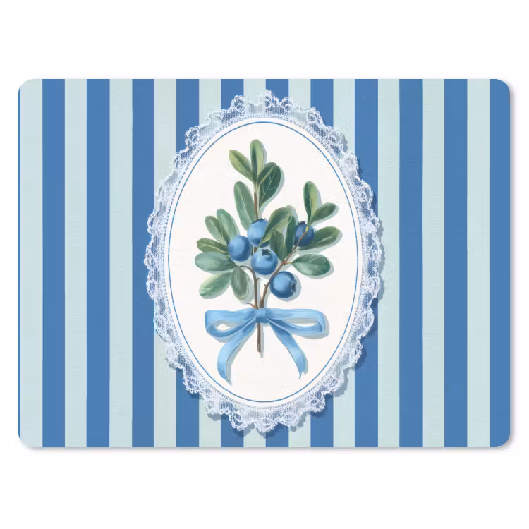Illustratie - Bessen - Blauw - Strepen muismat rubber klein -3d