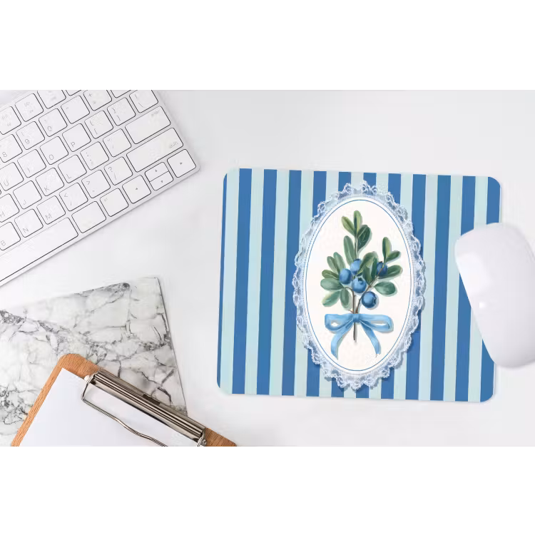 Illustratie - Bessen - Blauw - Strepen muismat rubber klein -witbureau