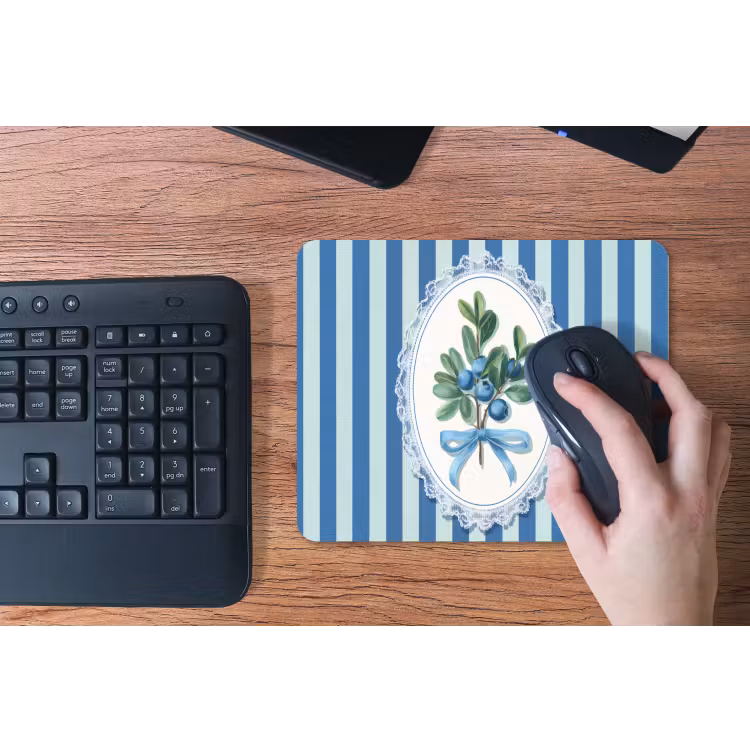 Illustratie - Bessen - Blauw - Strepen muismat rubber klein -toetsenbord