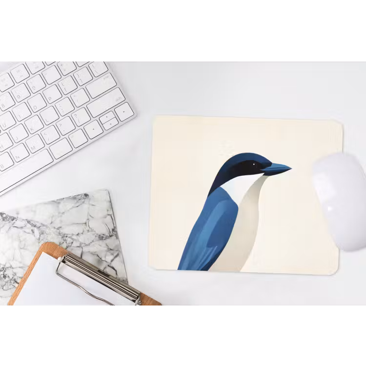 Illustratie - Blauw - Vogel muismat rubber klein -witbureau