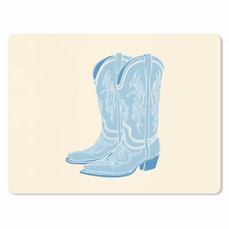 Illustratie - Cowboylaarzen - Patroon muismat rubber klein -3d