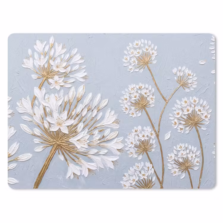 Illustratie - Bloemen - Blauw muismat rubber klein -3d