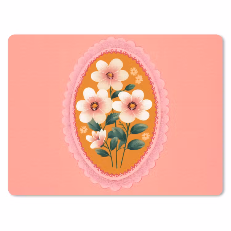 Illustratie - Bloemen - Rand - Roze muismat rubber klein -3d