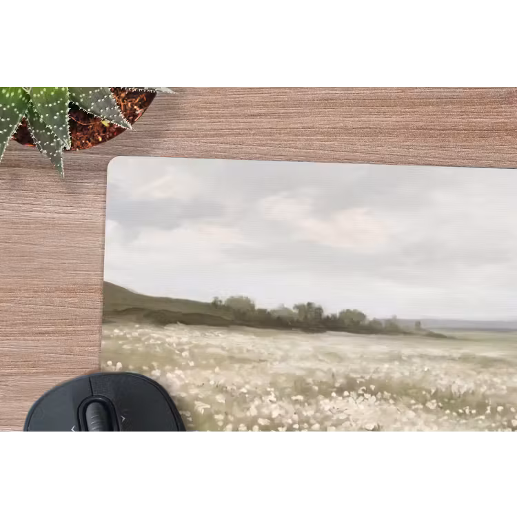 Illustratie - Landschap - Wit muismat rubber klein -closeup