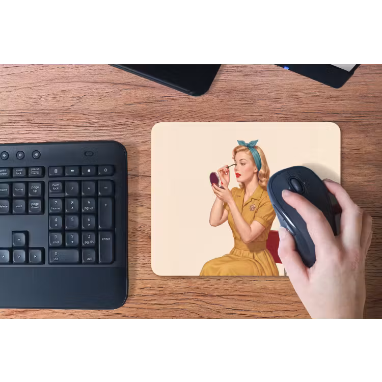 Illustratie - Mascara - Vrouw - Geel muismat rubber klein -toetsenbord