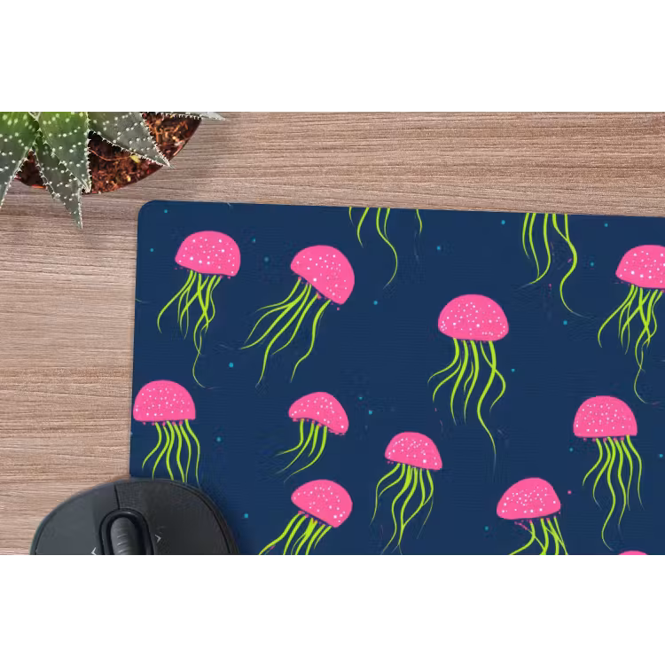 Kwallen - Diepzee - Neon muismat rubber klein 262 -closeup