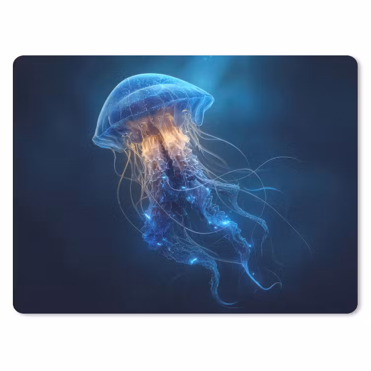 Kwal - Lichtgevend - Tentakels - Blauw muismat rubber klein -3d