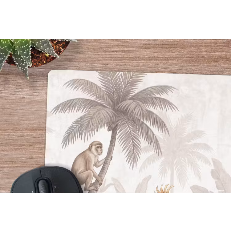 Jungle - Dieren - Palmbomen muismat rubber klein -closeup