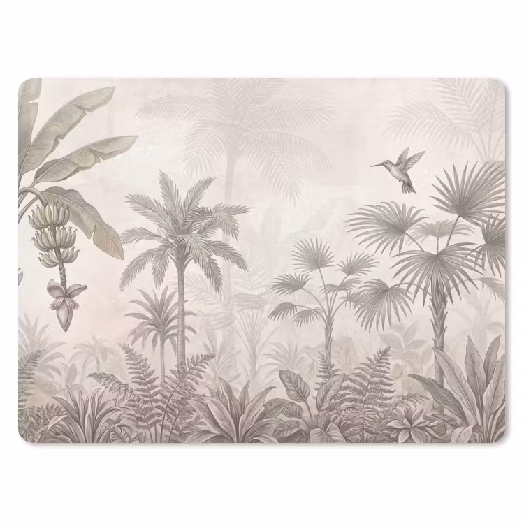 Jungle - Banenboom - Kolibrie - Beige muismat rubber klein -3d