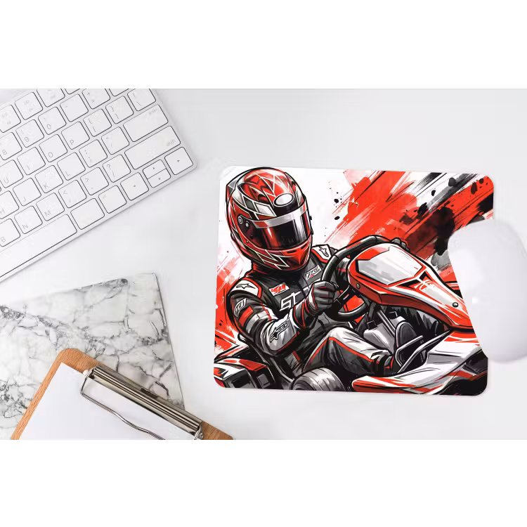 Kart - Coureur - Snelheid - Rood muismat rubber klein -witbureau