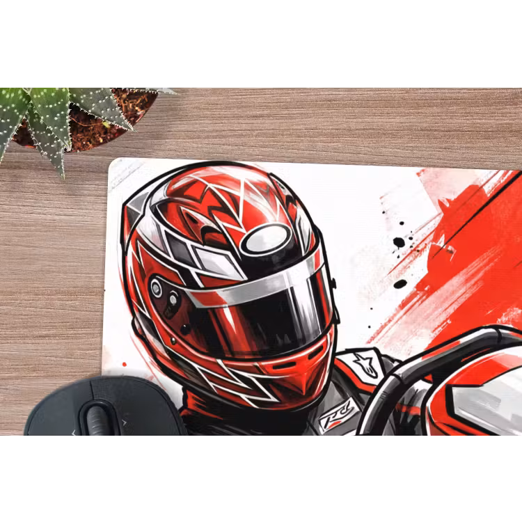 Kart - Coureur - Snelheid - Rood muismat rubber klein -closeup
