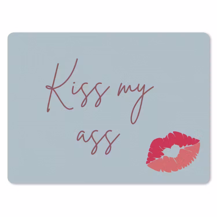 Kiss my ass - Lip - Blauw muismat rubber klein -3d