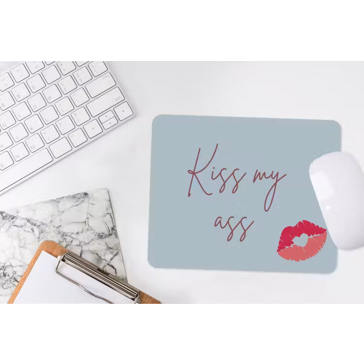 Kiss my ass - Lip - Blauw muismat rubber klein -witbureau