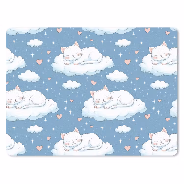 Kitten - Wolken - Blauw muismat rubber klein 262 -3d